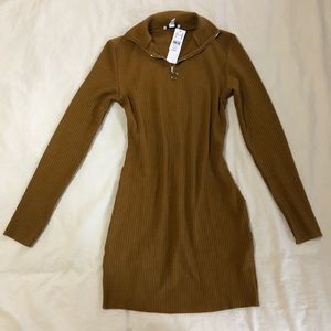 Topshop - Ribbed Zip Jersey Dress